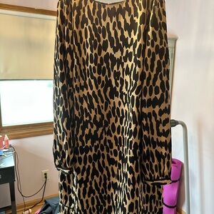 LOFT Animal Print Long Sleeve Dress
